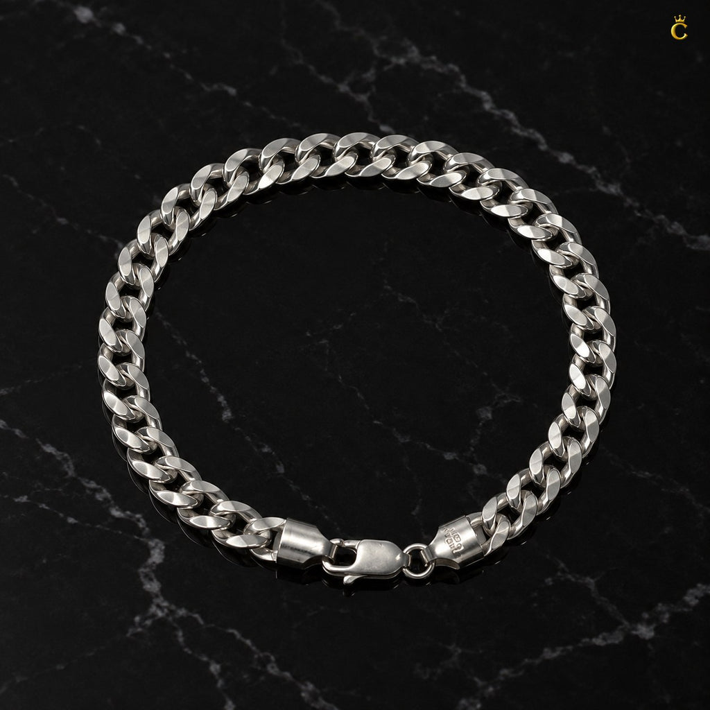 Men's Silver Cuban Link Chain Bracelet