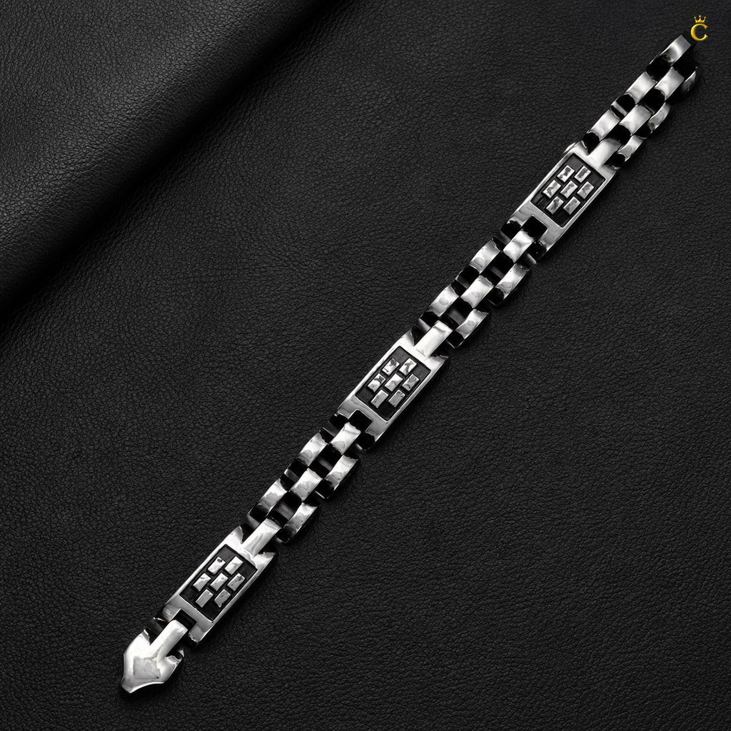Block Design Oxidised Black Enamel Bracelet