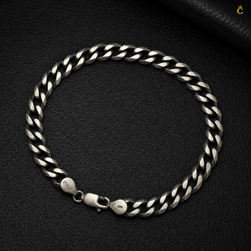Silver Curb Chain Bracelet for Men