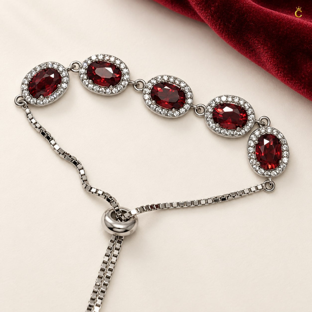 Ruby Royale Silver slider bracelet