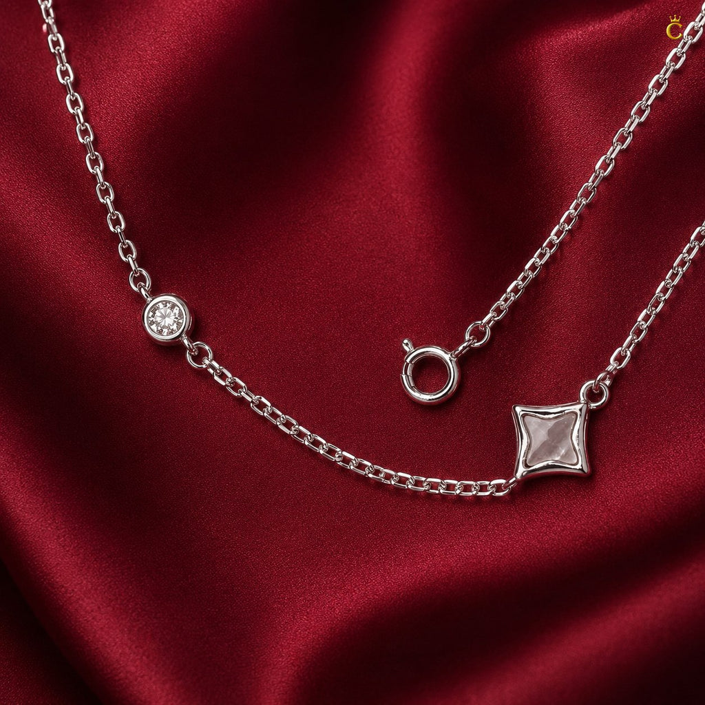 Celestora Silver Minimalist Multi Charm Anklet