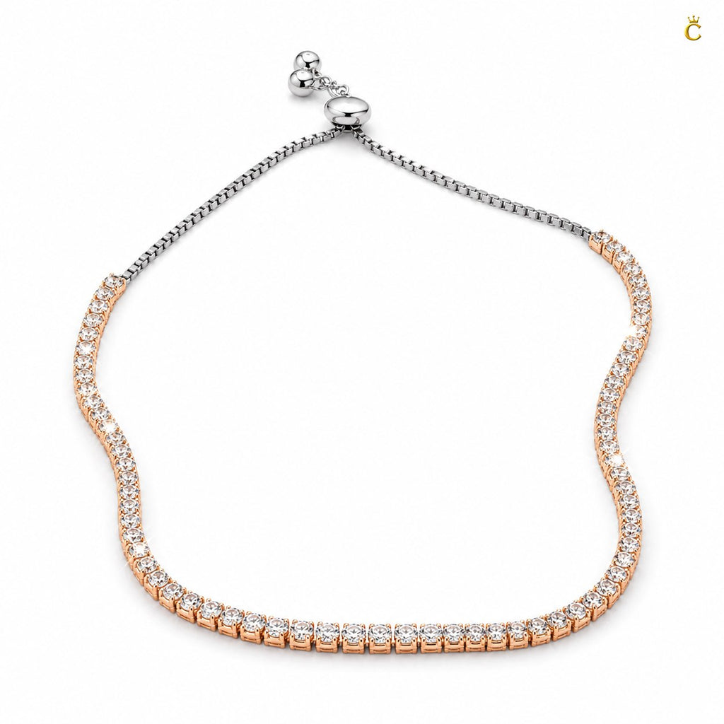 Rose Gold Plated Silver Adjustable Tennis Bracelet