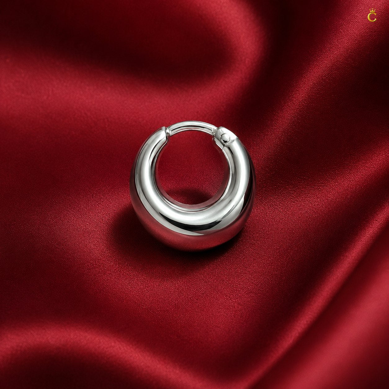 Chunky Silver Huggie Hoop Earrings