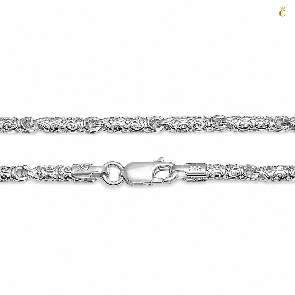 Detailed Ancient Royal Texture Silver Chain