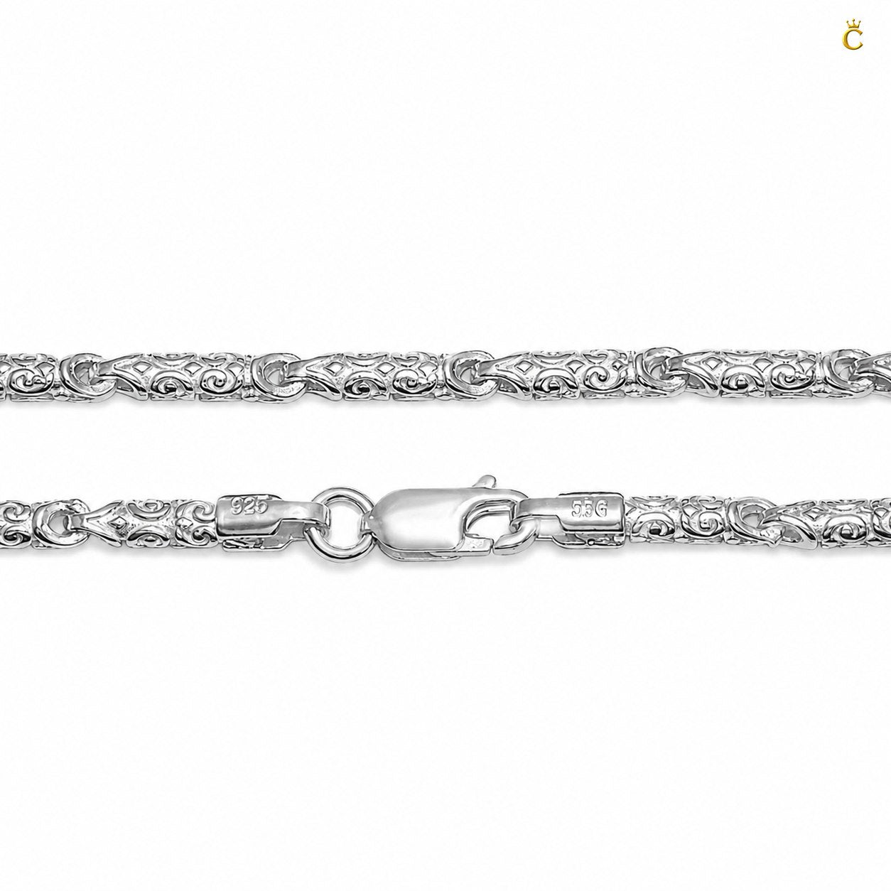 Detailed Ancient Royal Texture Silver Chain