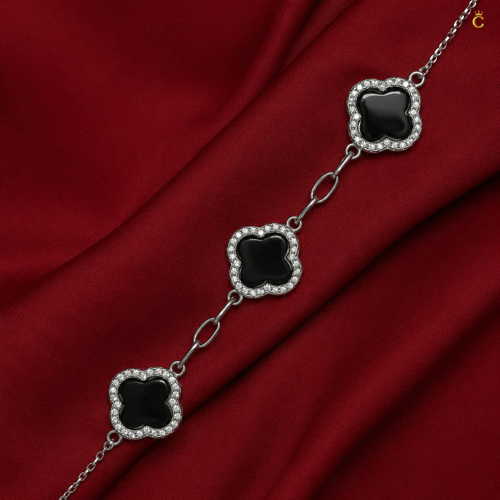 Celestora Onyx Black Three Clover Van cliff Bracelet