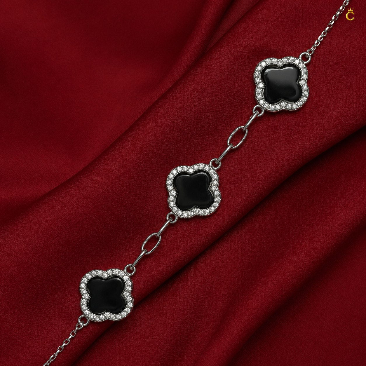 Celestora Onyx Black Three Clover Van cliff Bracelet