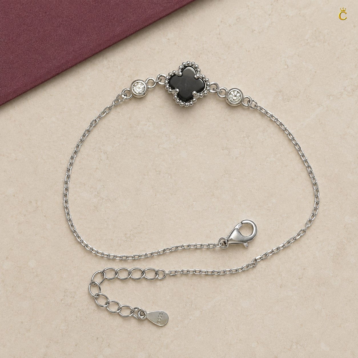 Celestora - Onyx Black Cute Clover Zircon stud Bracelet