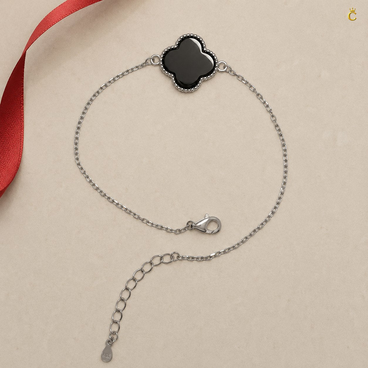 Celestora Onyx Black Clover Van cliff Bracelet