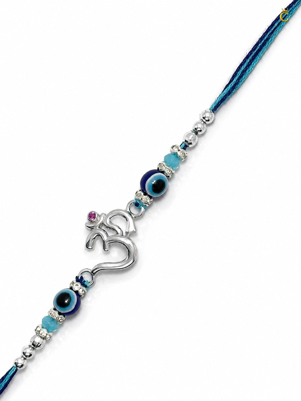 Celestora- Silver Om Evil Eye Premium Rakhi/ Bracelet