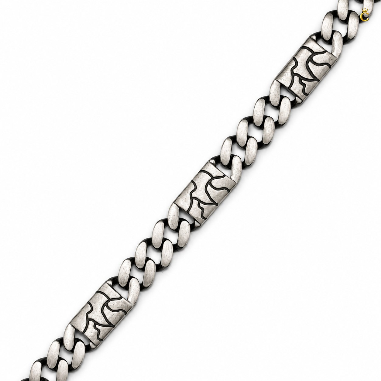 Celestora - Silver Italian-style Premium oxidized Curb bracelet: