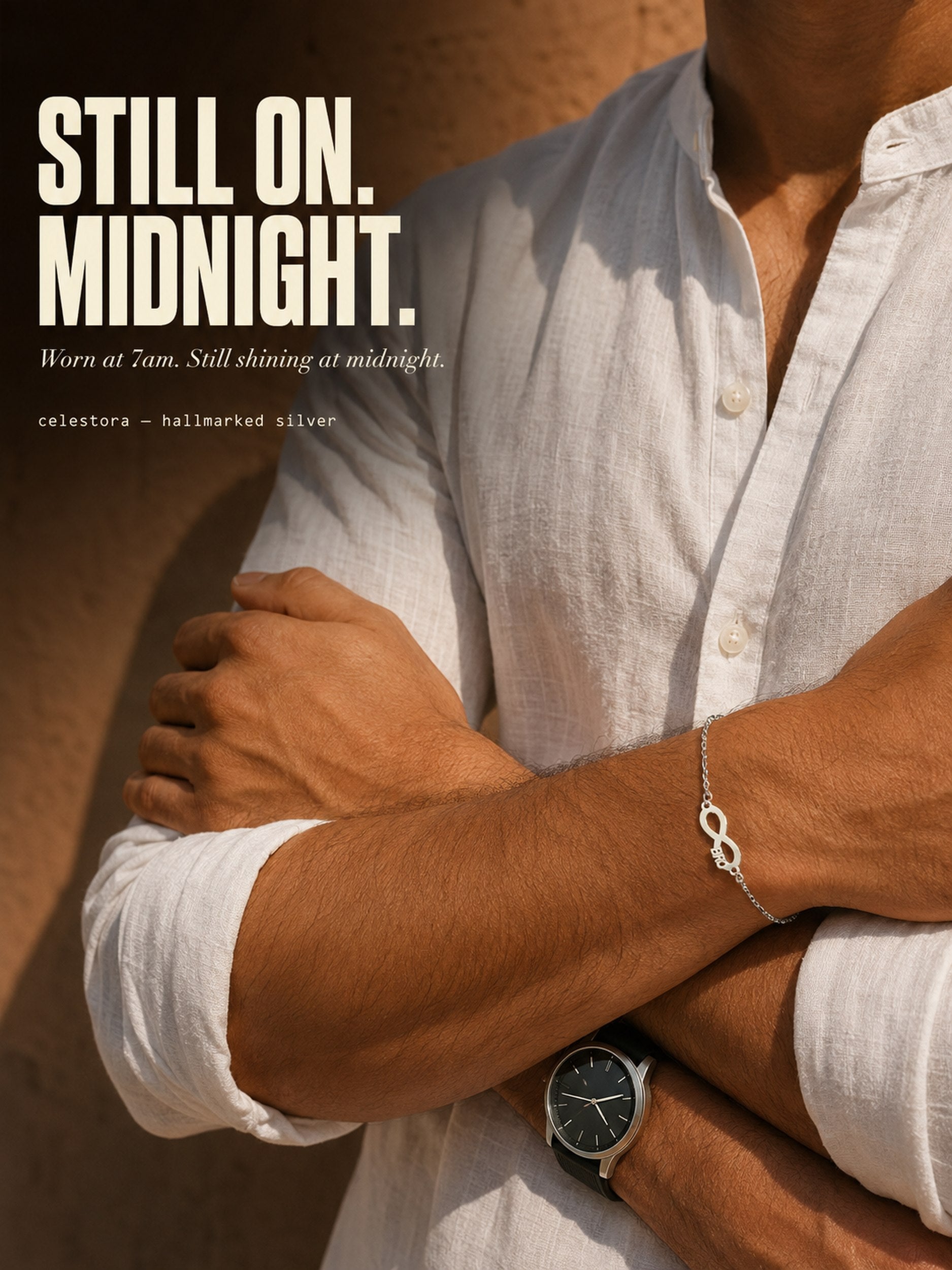 Premium Silver Infinity Love Bro Motif Rakhi Bracelet