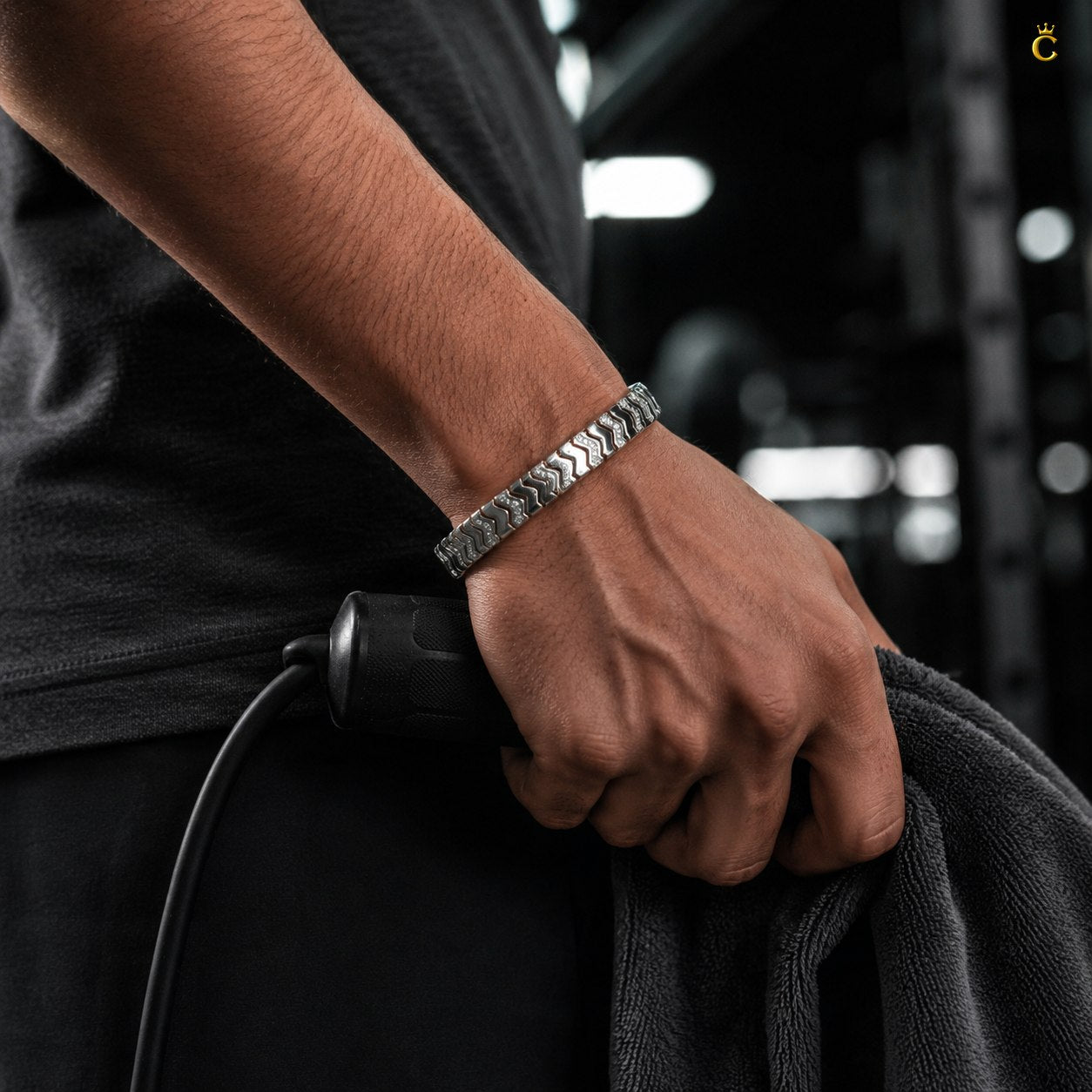 Men's Premium Silver Chevron Link Bracelet