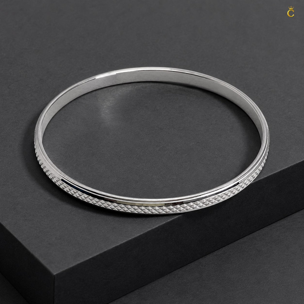 Silver Textured Men's Cuff Bracelet