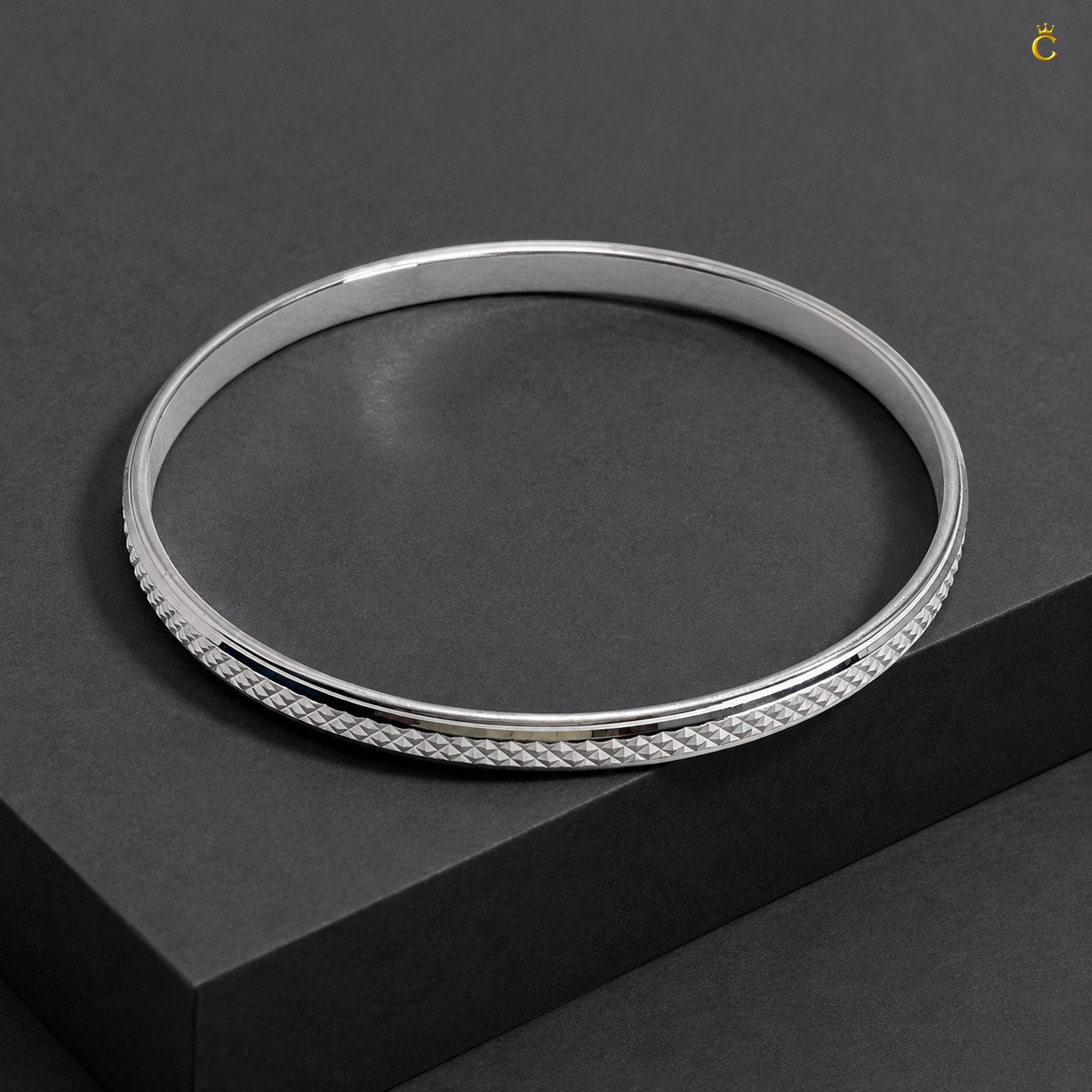 Silver Textured Men's Cuff Bracelet