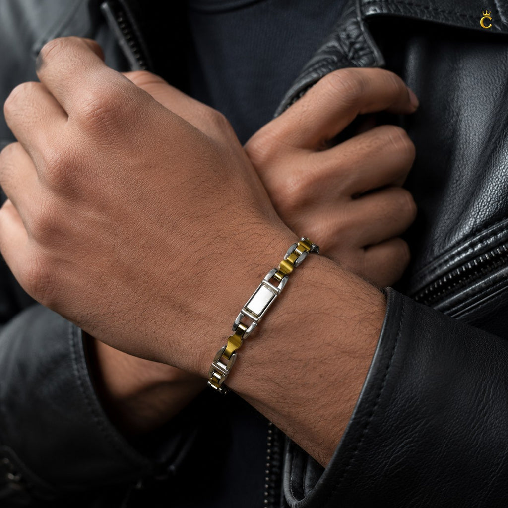 Men's Premium Two-Tone Silver Link Bracelet