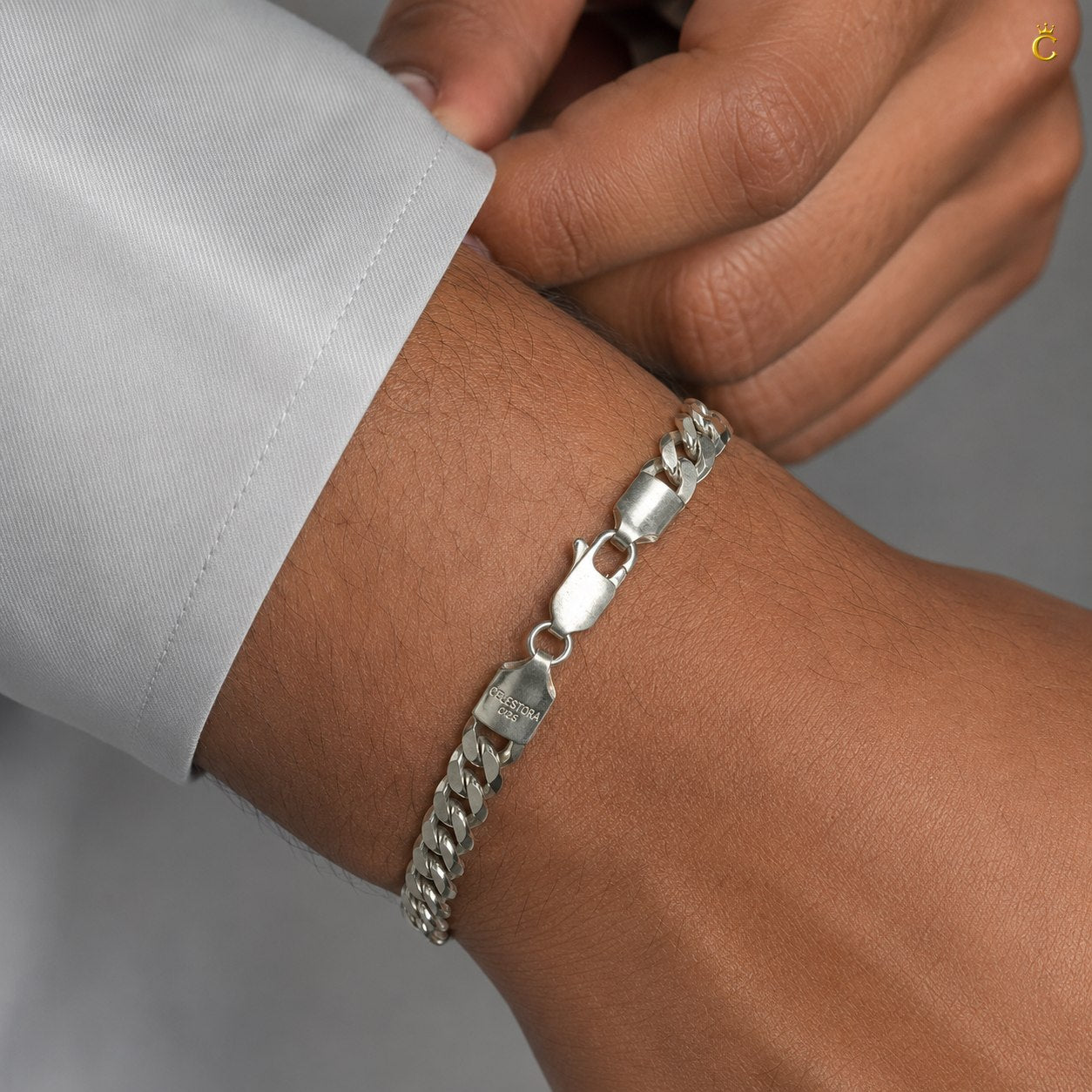 Men's Silver Cuban Link Chain Bracelet