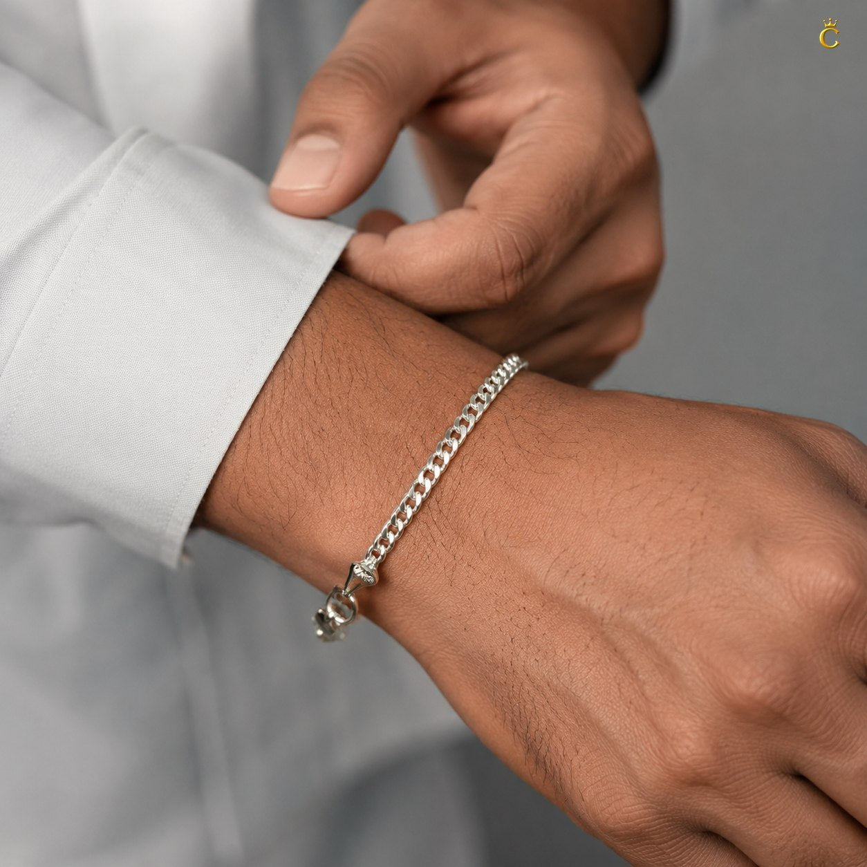 Men's Silver Classic Curb Bracelet