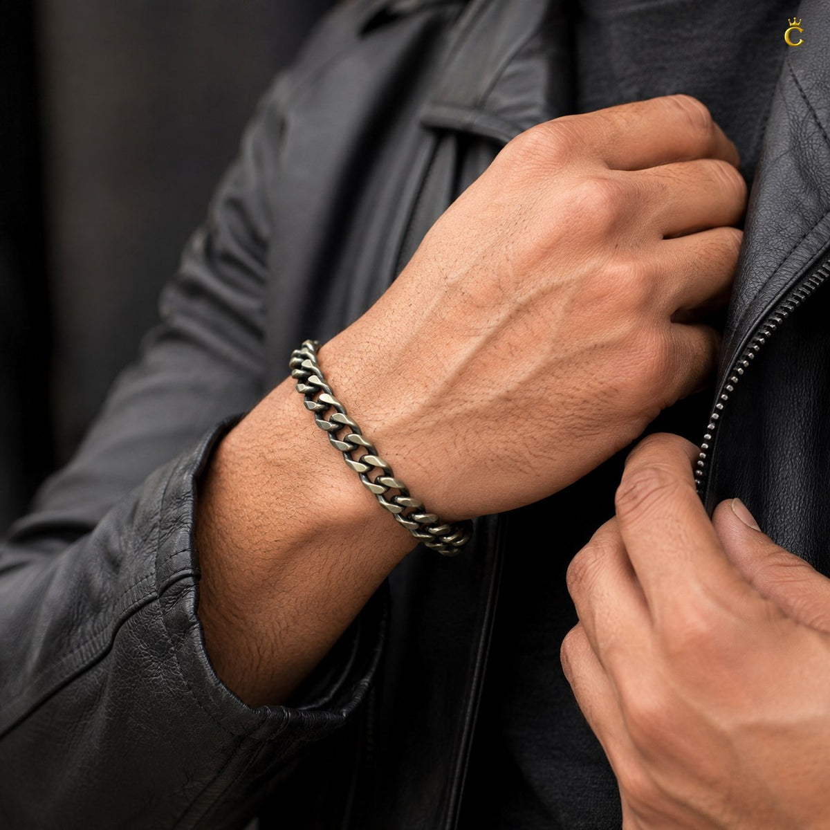 Silver Curb Chain Bracelet for Men