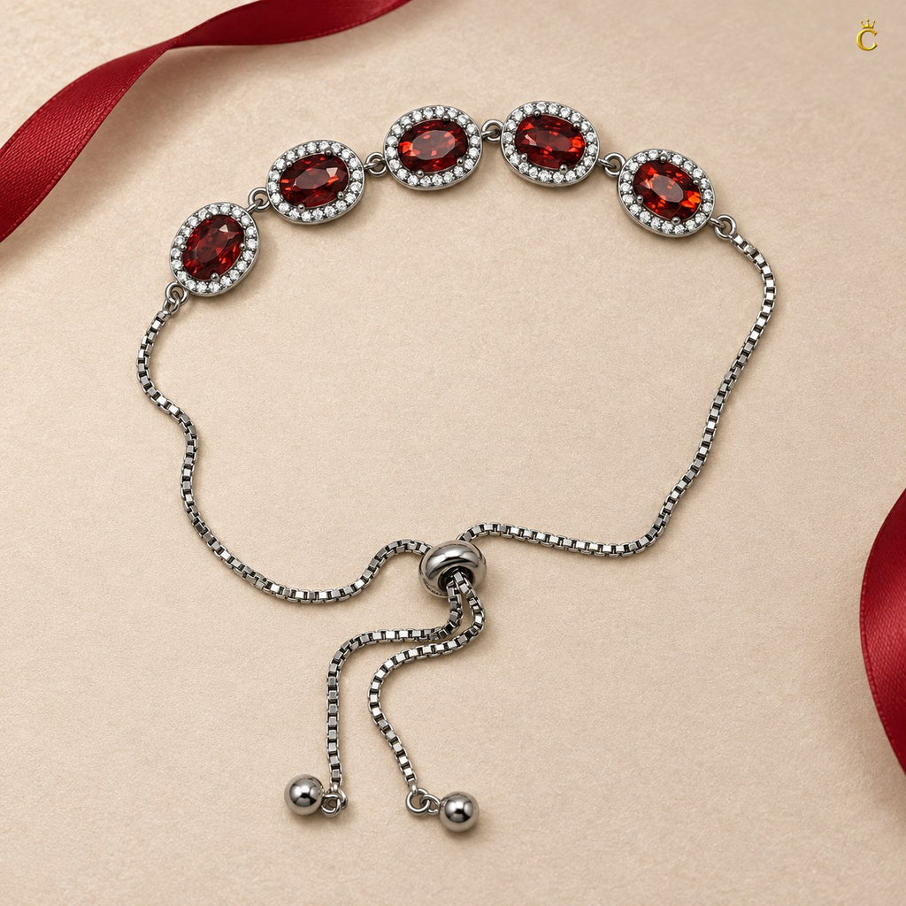 Ruby Royale Silver slider bracelet