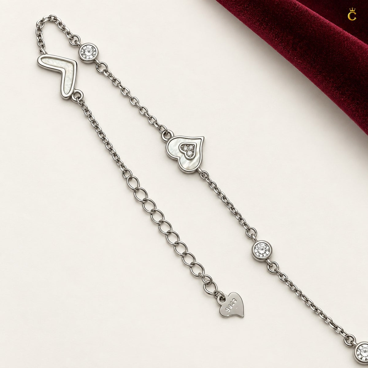 Silver Graceful eternal heart adjustable bracelet