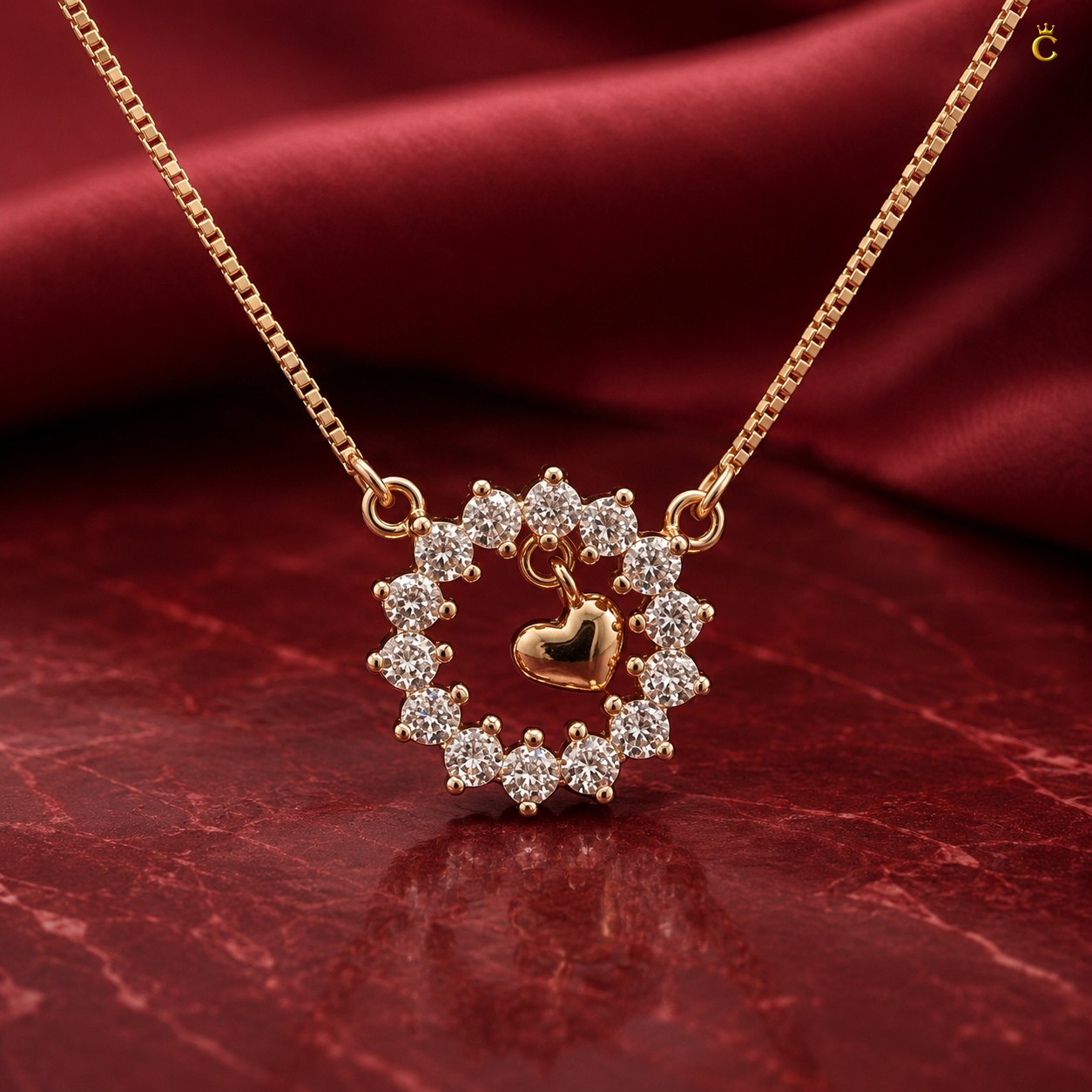 Intertwined Heart and Floral Halo Silver Pendant Necklace