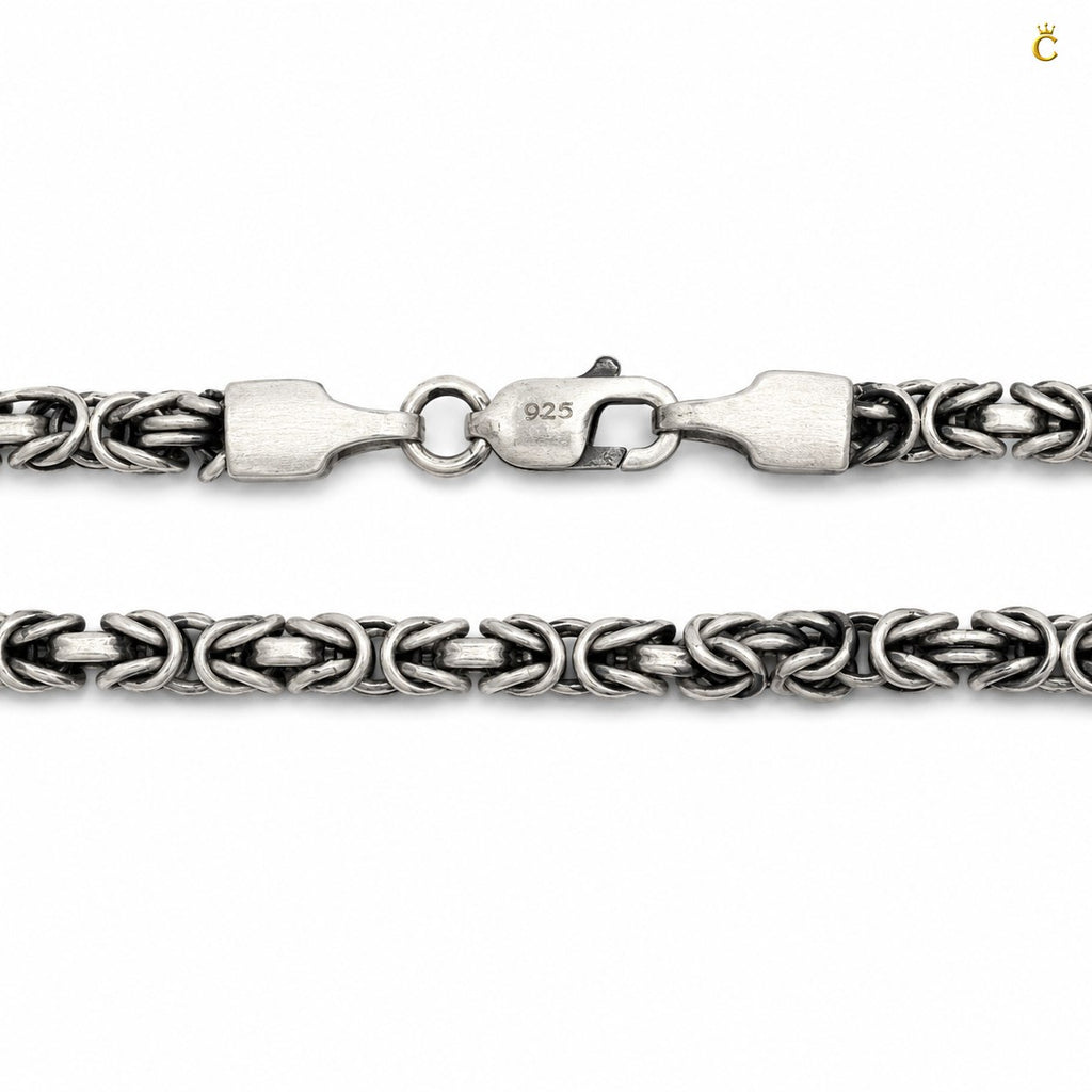 Oxidized Silver Byzantine Chain Bracelet for Men