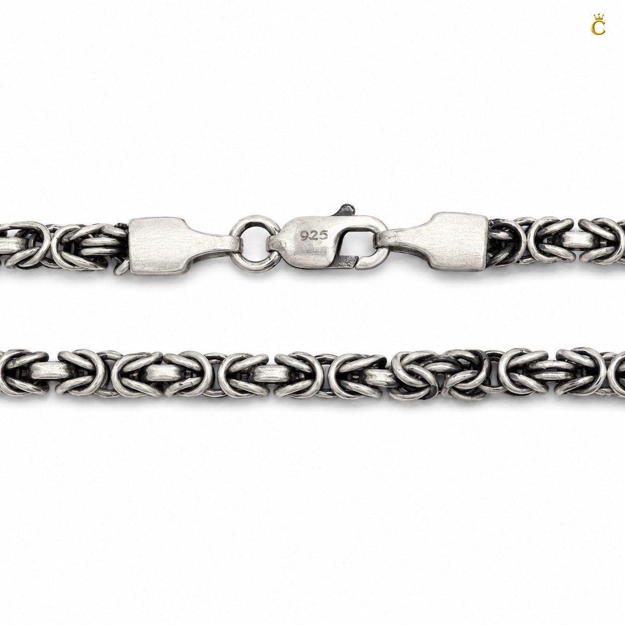 Oxidized Silver Byzantine Chain Bracelet for Men