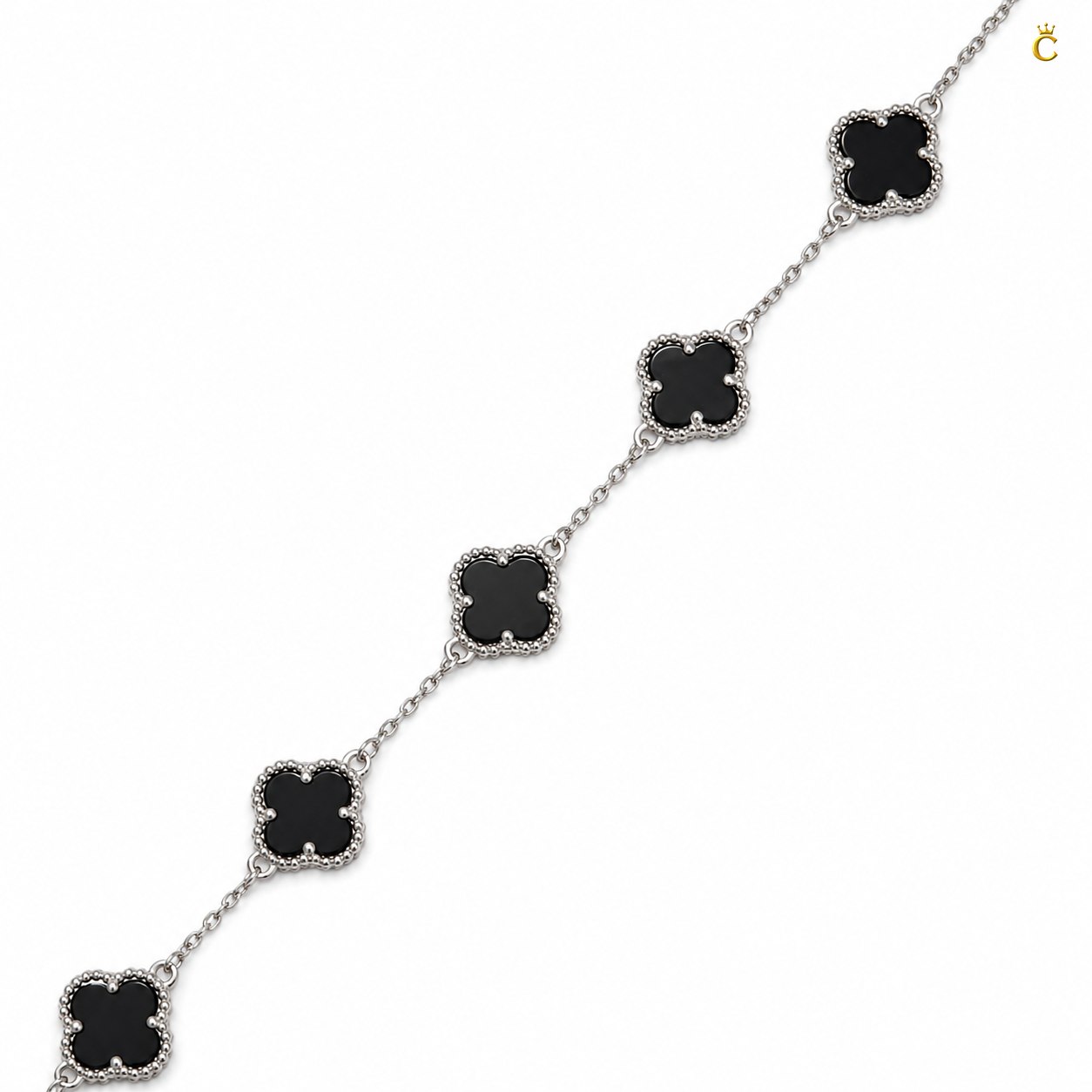 Celestora- Onyx Black Five Clovers Van cliff Bracelet