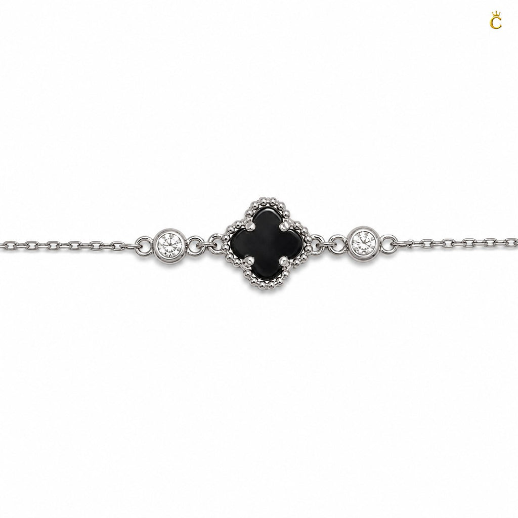 Celestora - Onyx Black Cute Clover Zircon stud Bracelet