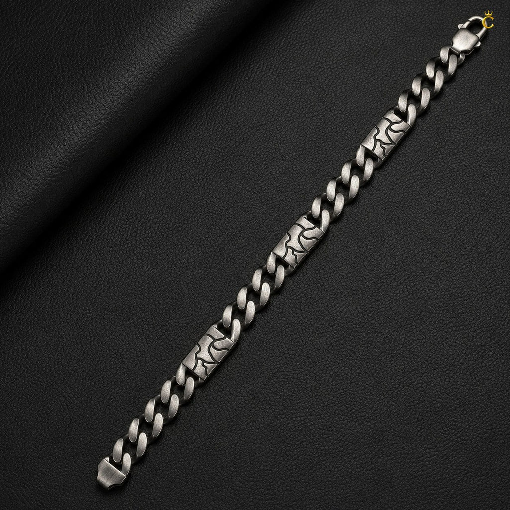 Celestora - Silver Italian-style Premium oxidized Curb bracelet: