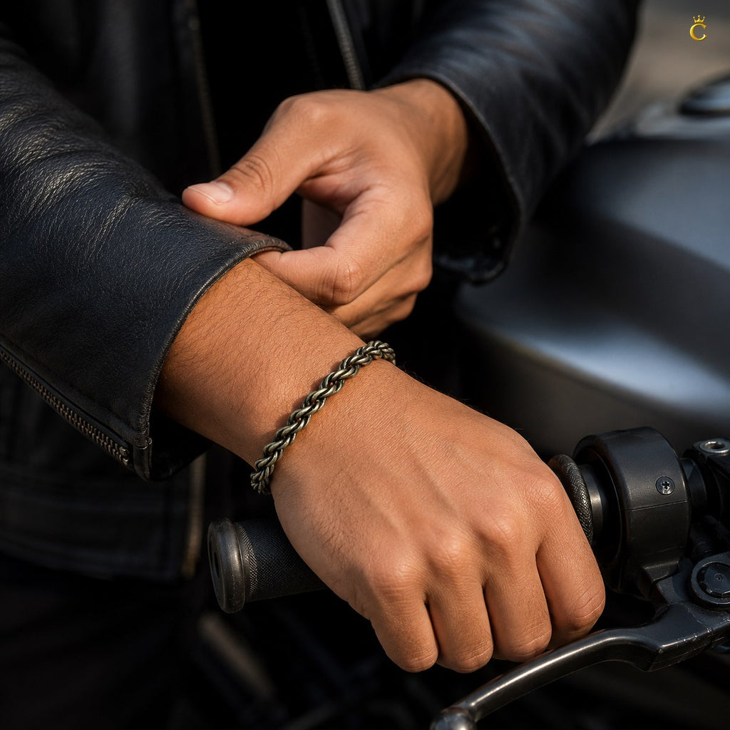 Celestora Oxidized Twisted Rope Bracelet: