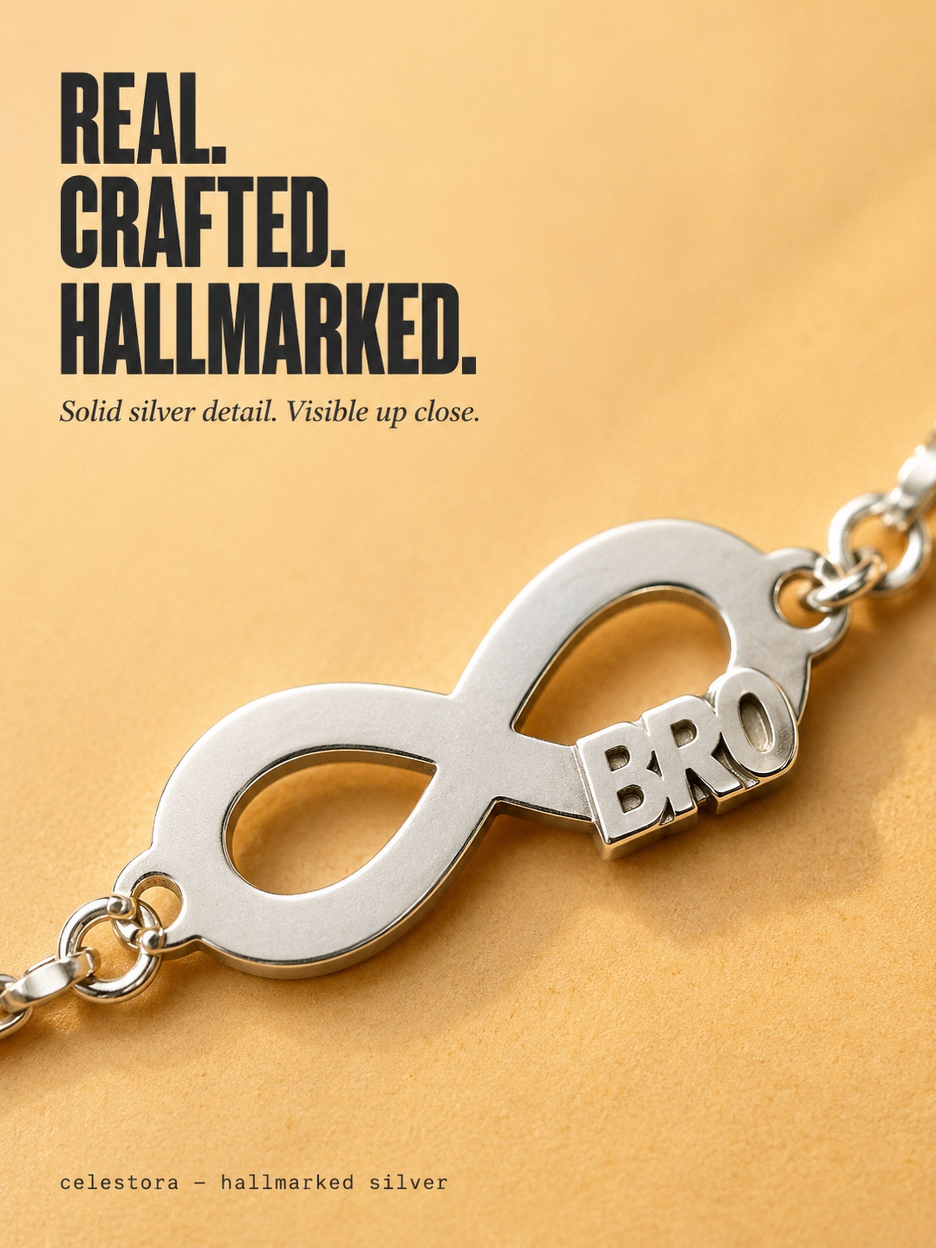 Premium Silver Infinity Love Bro Motif Rakhi Bracelet