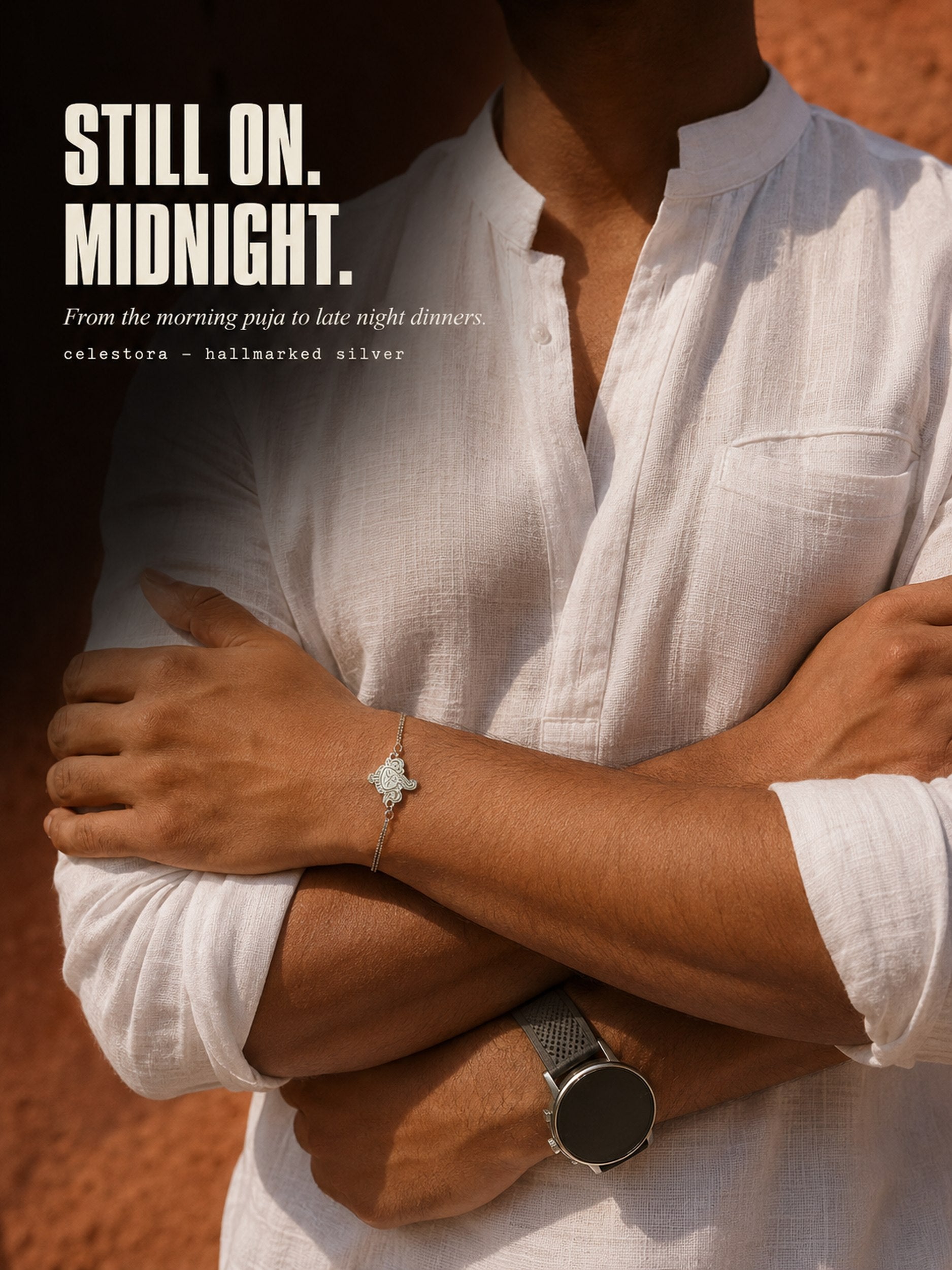 Celestora- Silver Premium Ganesha Rakhi cum Bracelet