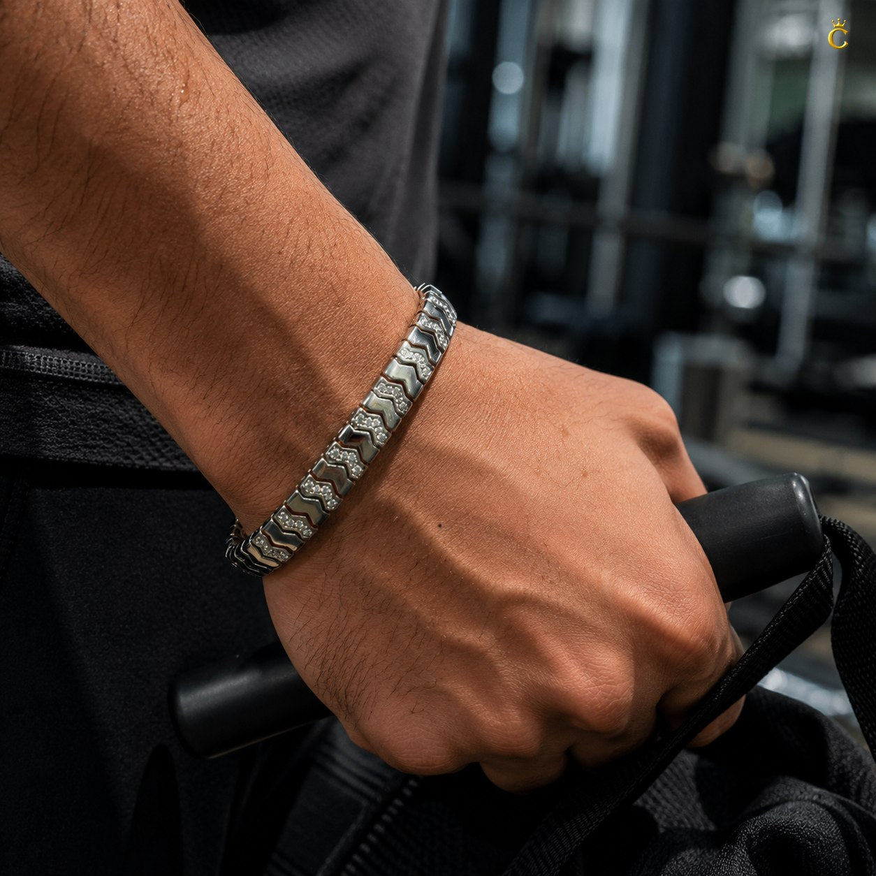 Men's Premium Silver Chevron Link Bracelet