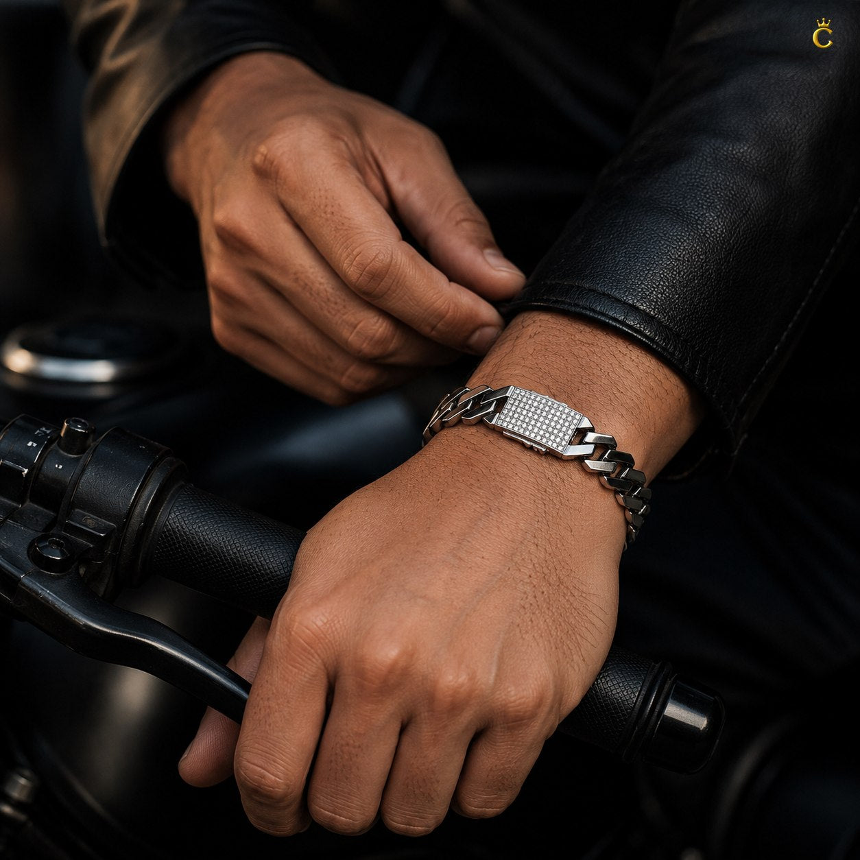 Paved Link Silver Bracelet