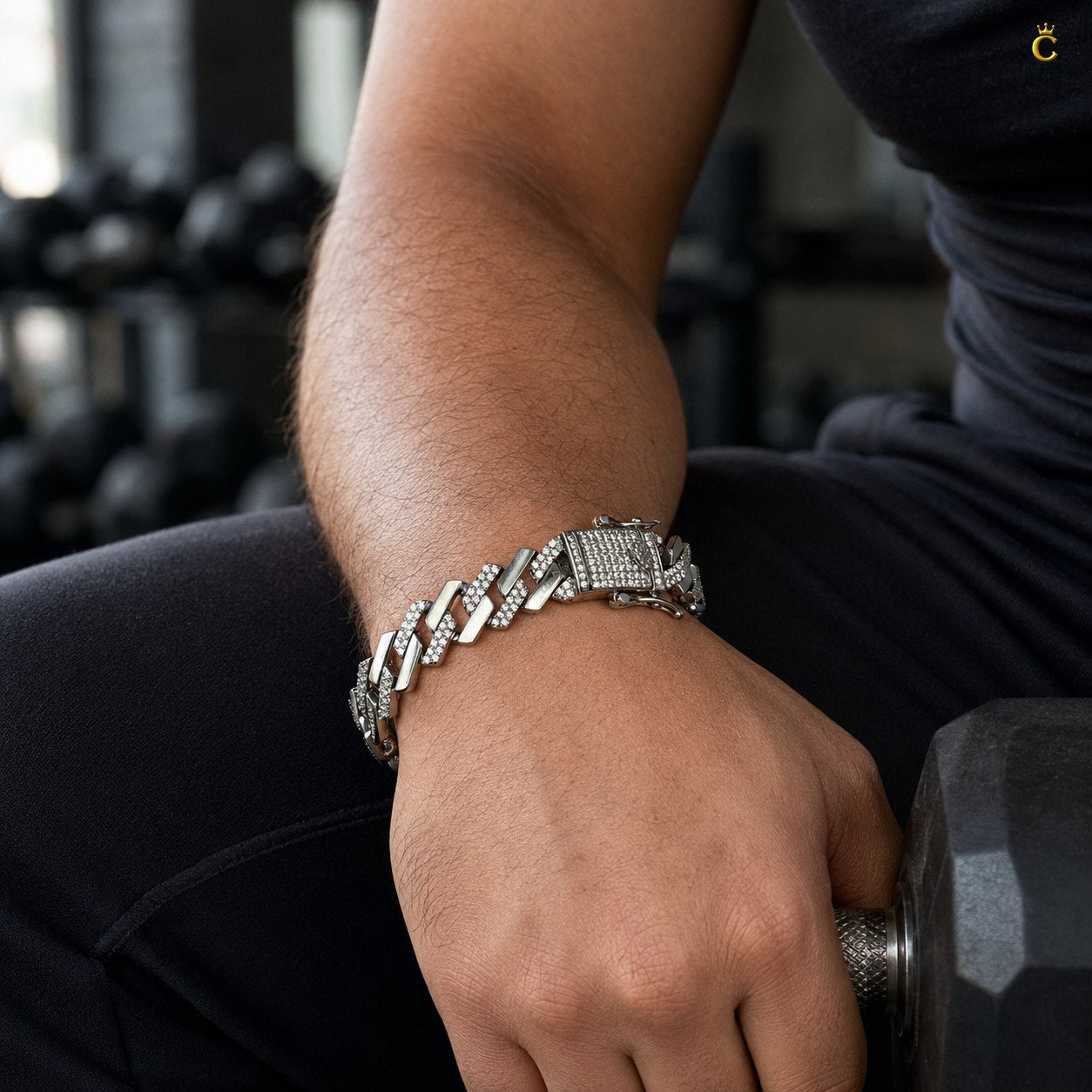Silver Iced Out Cuban Link Bracelet