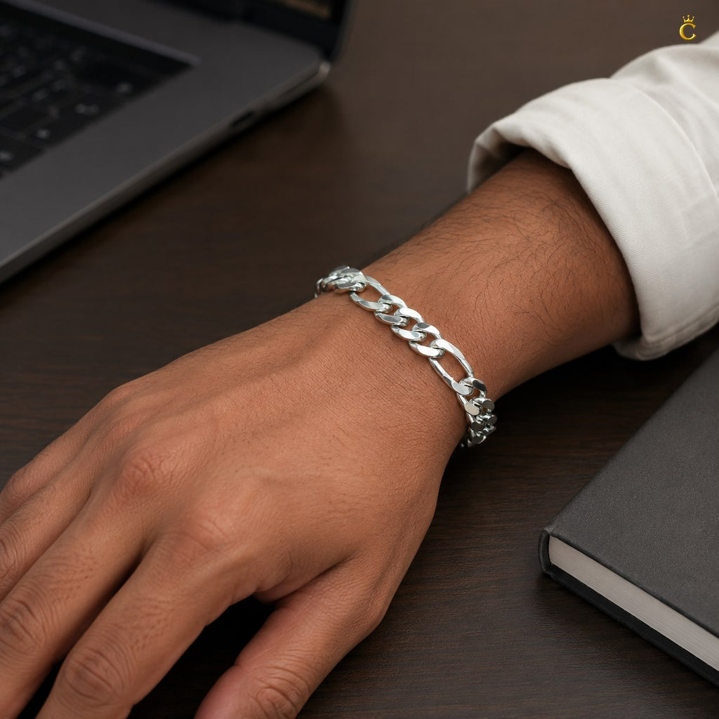 Silver Figaro Link Bracelet