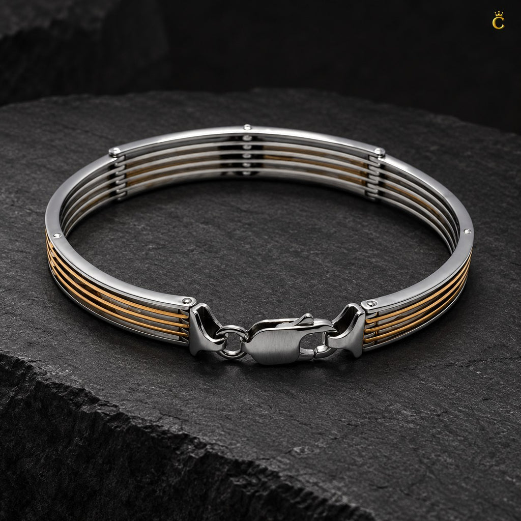 Premium Silver Om engraved Rose gold oval shaped Adjustable/foldable Kada