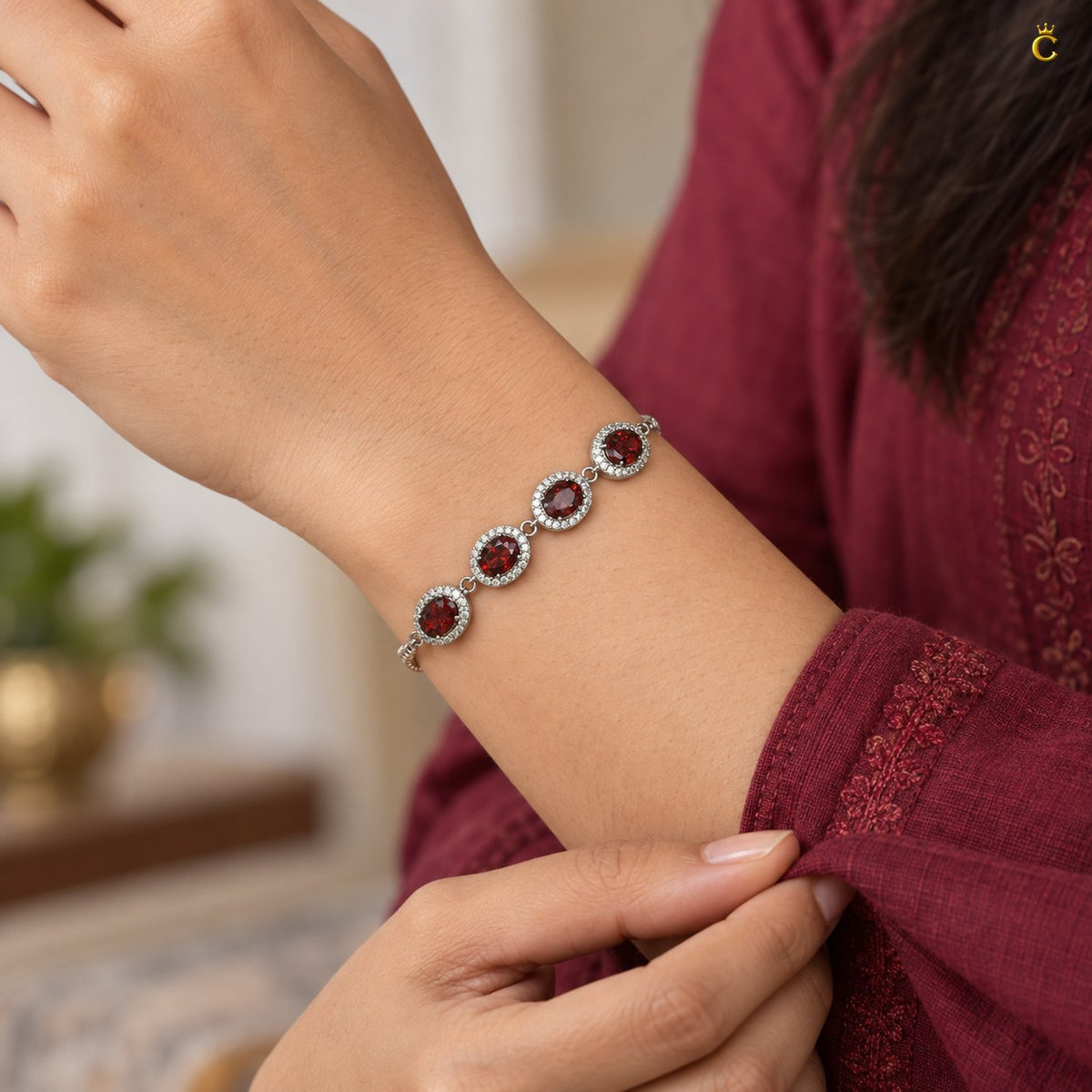 Ruby Royale Silver slider bracelet