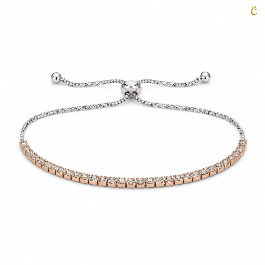 Rose Gold Plated Silver Adjustable Tennis Bracelet