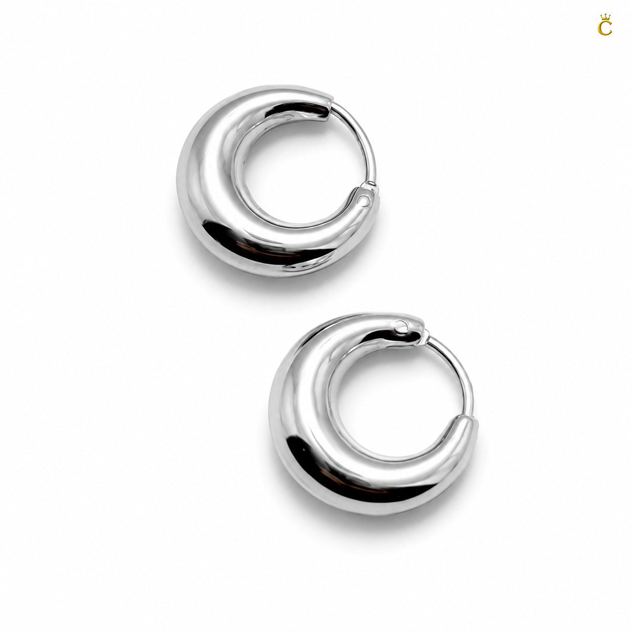 Chunky Silver Huggie Hoop Earrings