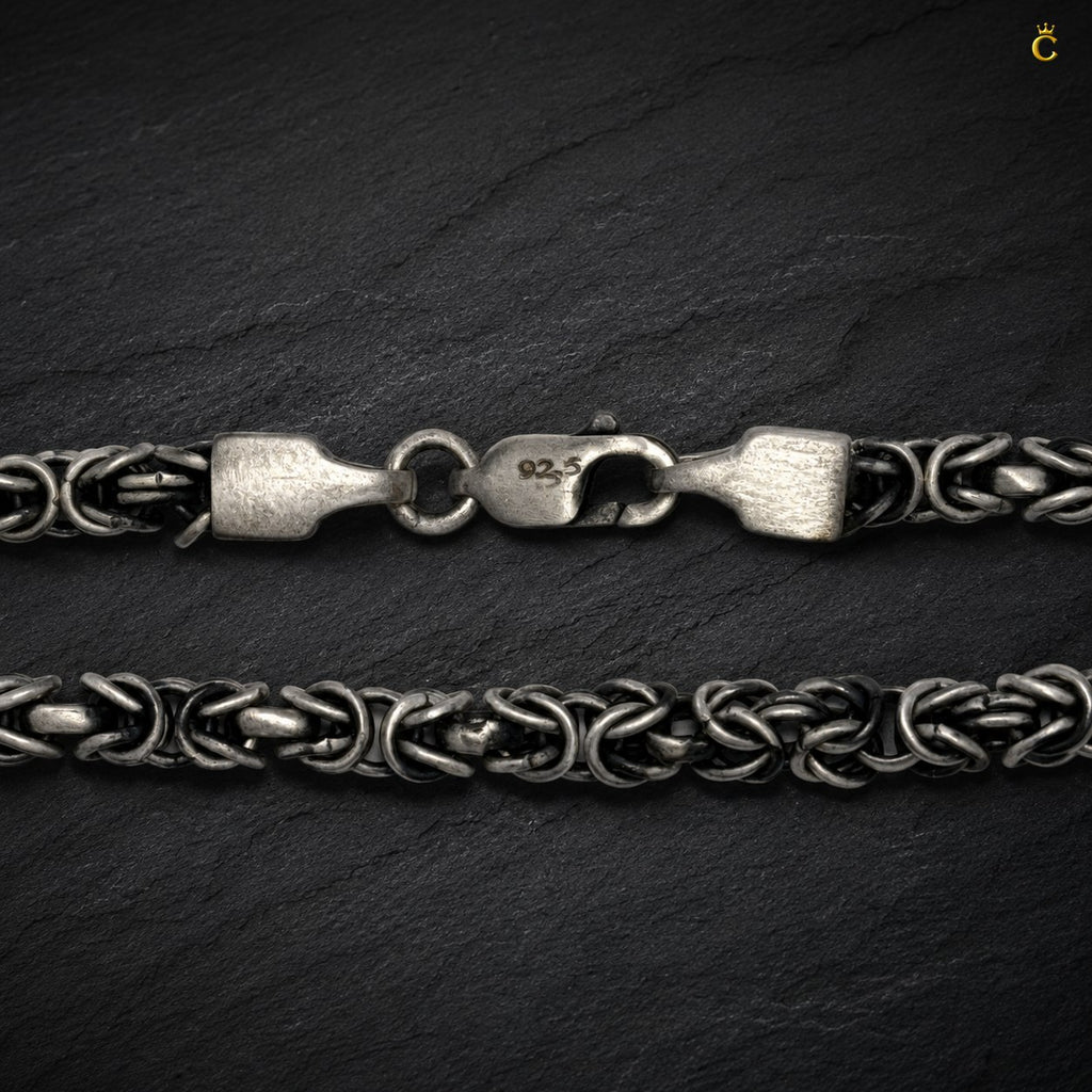 Oxidized Silver Byzantine Chain Bracelet for Men