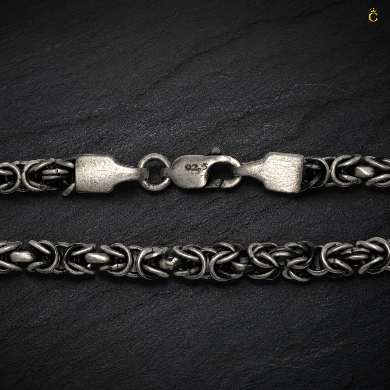 Oxidized Silver Byzantine Chain Bracelet for Men