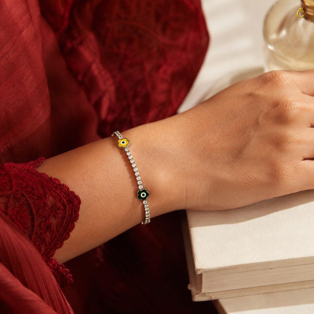 Celestora Floral motifs Tennis Bracelet