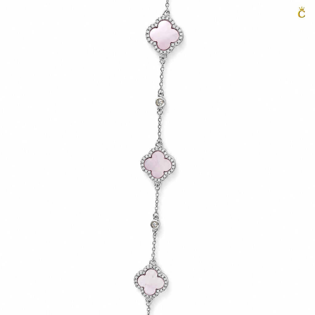 Celestora- Blush Pink three Clovers Zircon studs Van cliff Bracelet