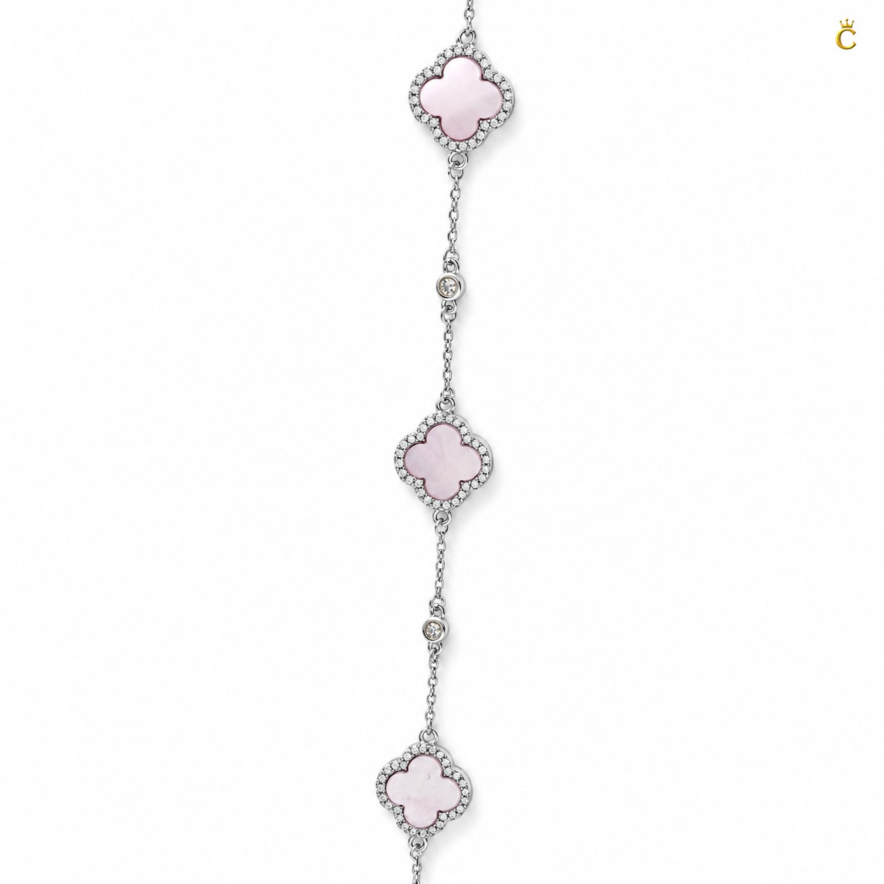 Celestora- Blush Pink three Clovers Zircon studs Van cliff Bracelet