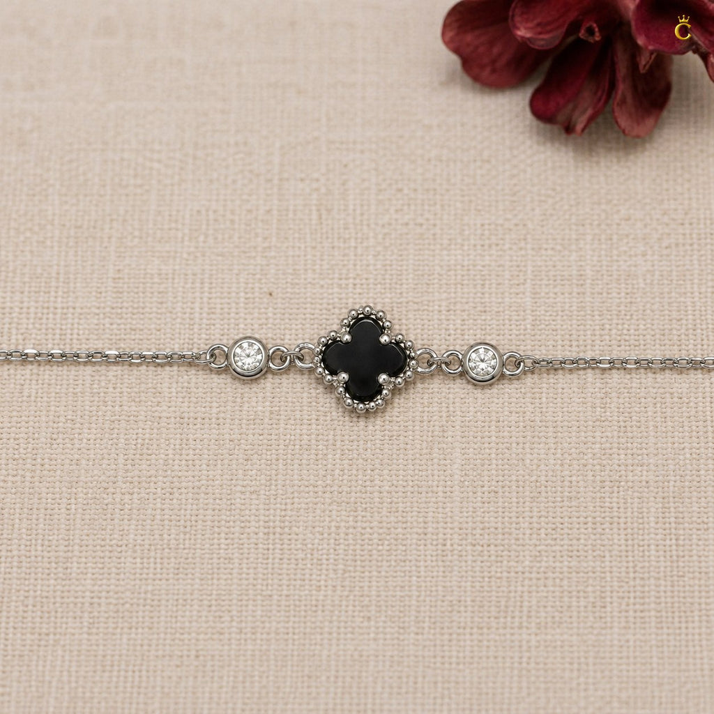 Celestora - Onyx Black Cute Clover Zircon stud Bracelet