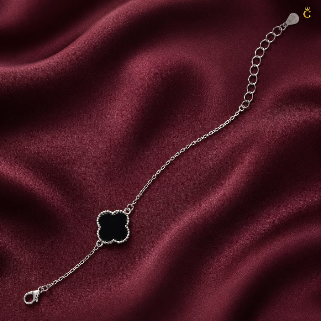 Celestora Onyx Black Clover Van cliff Bracelet