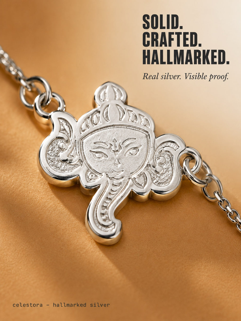Celestora- Silver Premium Ganesha Rakhi cum Bracelet